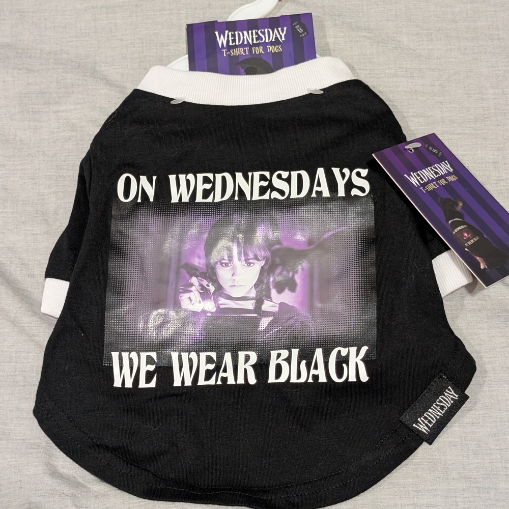 Wednesday Adams, Black and White Top For Small Dog Or Cat, Size XS